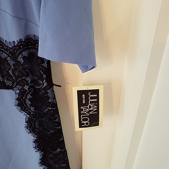 Periwinkle Blue Dress With Black Lace - Picture 6 of 6